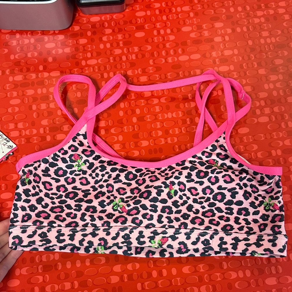 Pink Leopard Print Women's Bralette